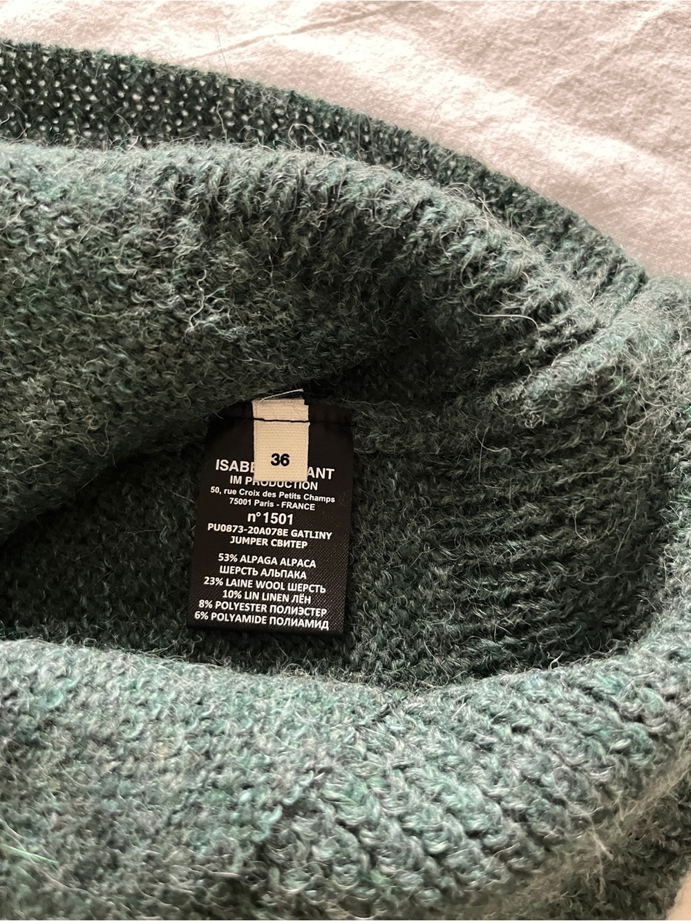 Isabel Marant Étoile Gatliny Alpaca Blend Sweater Green FR 36 / US 4-6 - Picture 4 of 8